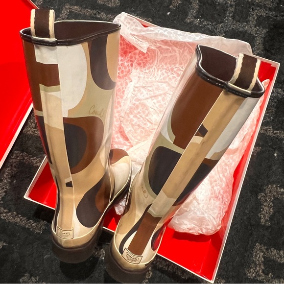 COACH PAISLEY SCARF PRINT RAIN BOOTS - Picture 5 of 13